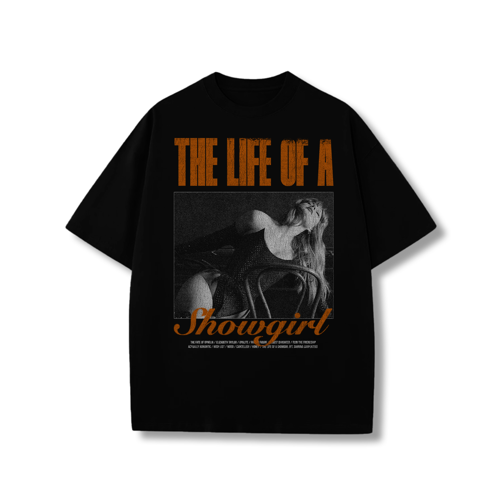 The Life of a Showgirl tracks t-shirt