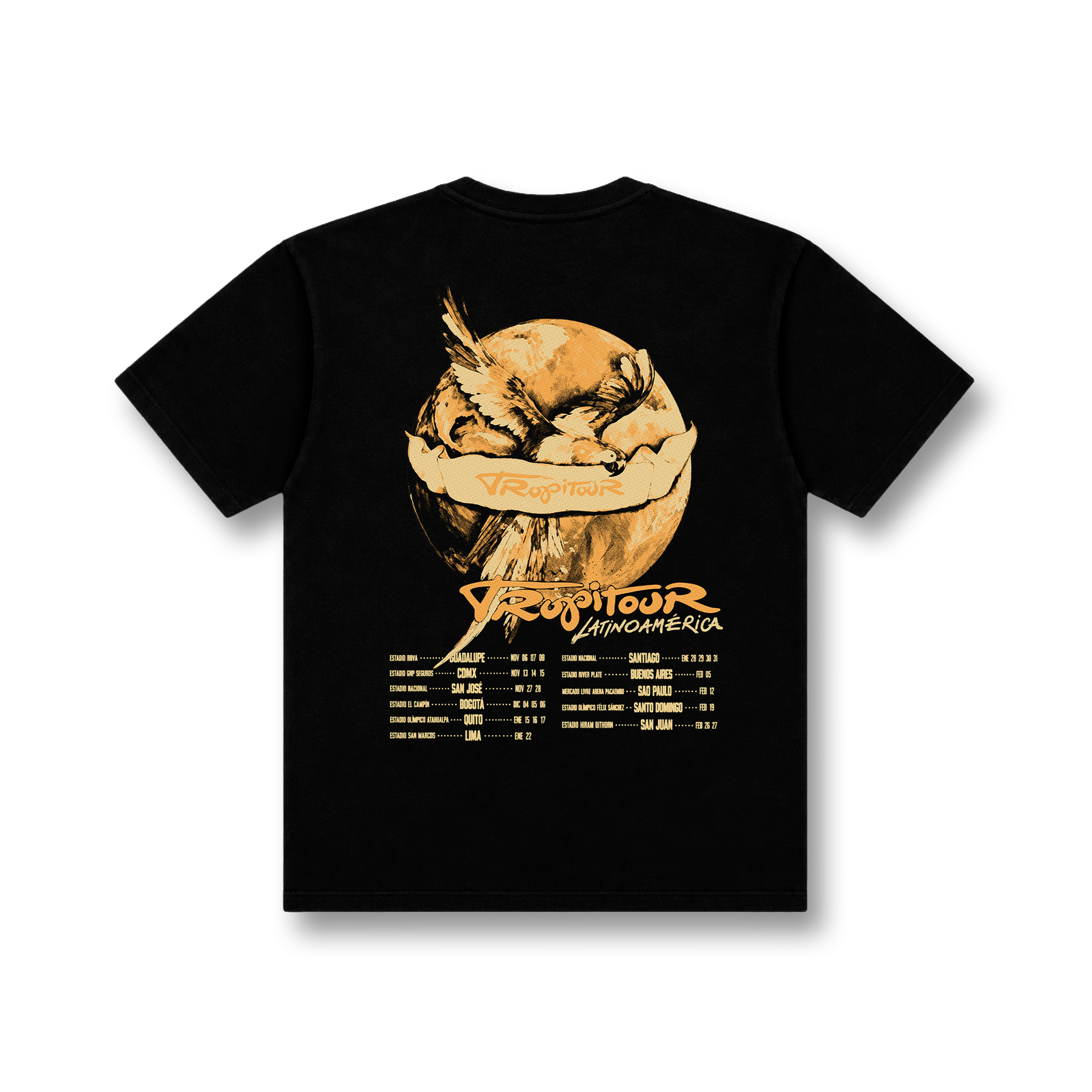 Tropitour dates monocromatic t-shirt